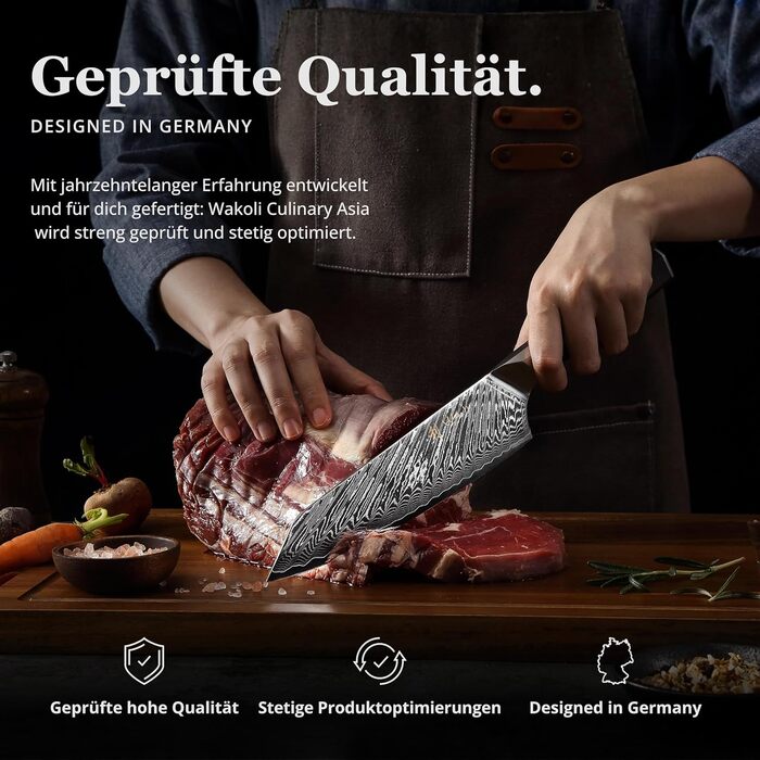 Кулінарний набір ножів з дамаської сталі Sycamore 6 ножів, 67 шарів, ядро VG10, твердість 602 HRC, ручки з клена, хлібний ніж із серрейторною заточкою, магнітний тримач для ножів, професійні кухонні ножі для точного нарізання (Culinary Asia)