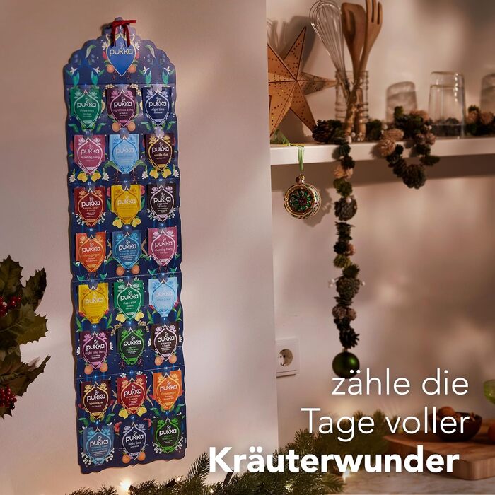 Адвент-календарь 2025, 24 чайных пакетика 12 видов чая Pukka