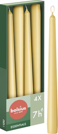 Свічки Bolsius Smooth Taper - Зелені - Набір з 4 шт. у коробці - Декоративні побутові свічки - Час горіння 7 годин - Без запаху - Натуральний рослинний віск - Без пальмової олії - 24,5 см Зелені 4 шт. и (Бежевий, 4 шт. и)