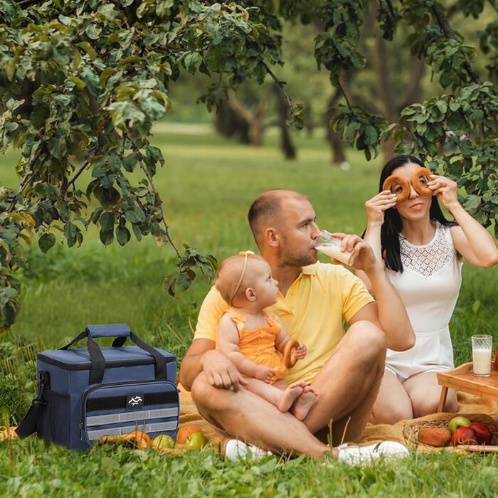 Універсальна термосумка для їжі, термобокс для ланч-боксу для дорослих - водонепроникне зберігання напоїв, грудного молока, для використання в дорозі, на риболовлі, пікніках, у походах, на барбекю, у школі, на роботі, темно-синій
