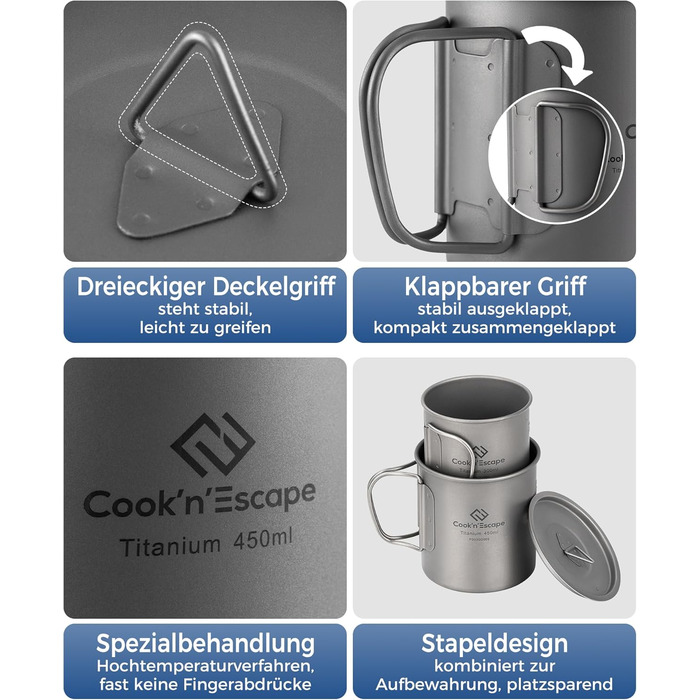 Набор чашек для кемпинга 300 и 450 мл COOK'N'ESCAPE