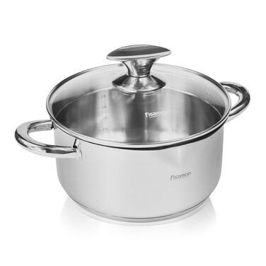 Кастрюля Fissman ELEGANCE 24x12,5 см/5,6 л со стеклянной крышкой (5493)
