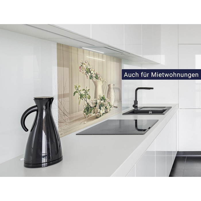 Кухонний фартух timalo зі скляним виглядом Акрилове скло 2 мм Бризкозахисна стіна для плити, скляний фартух, акрилова скляна настінна панель, захисна панель для фартуха Бетонно-блакитно-сірий (140x50 см, 212- Ваза для квітів)