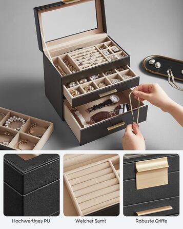 Органайзер для ювелирных изделий 4-уровневый черный SONGMICS