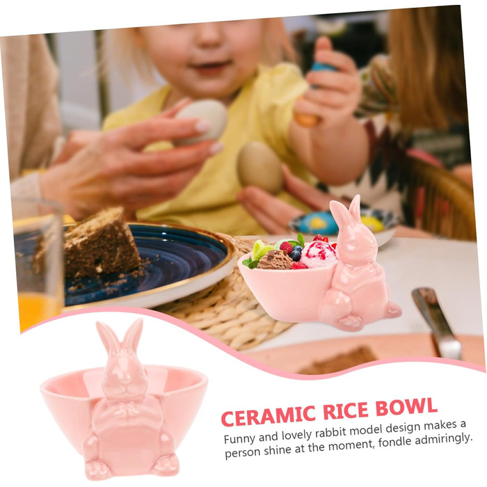 Керамическая миска с кроликом розовый HOLIDYOYO