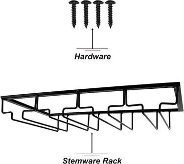 Держатель для бокалов подвесной металлический, 4 ряда для 8 бокалов