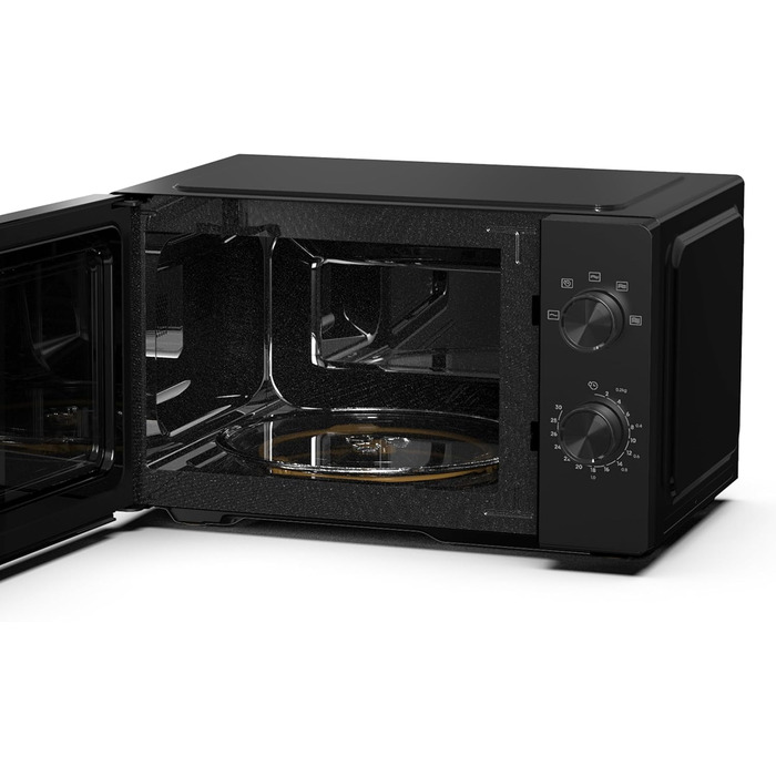 Мікрохвильова піч Hisense H20MOBP1HI / 20 л / 700 Вт / InverterTech / Керамічне покриття / Преміальне скло / Виготовлено на замовлення, багатофазне приготування / Функція розморожування / 5 рівнів потужності / Блокування від дітей / Чорна 20 л Аналогове к
