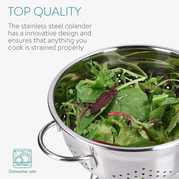 Большой дуршлаг для пасты из нержавеющей стали 24 см Navaris