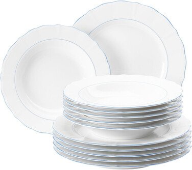 Набір тарілок на 6 персон, 12 предметів, Sonate Blue Lines Seltmann Weiden