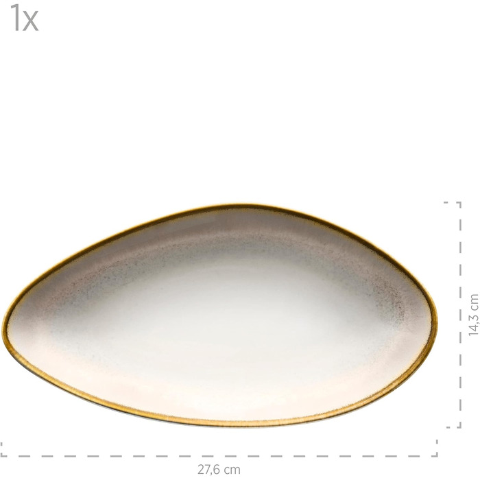 Сучасний набір посуду на 4 персони з унікальною формою та градієнтом кольорів від кремово-білого, вінтажний вигляд із 16 предметів, керамограніт (сервірувальні тарілки, бежевий), 931991, La Sinfonia