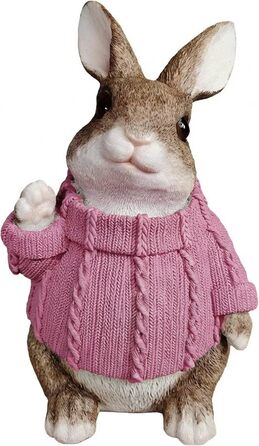 Декоративні фігурки великоднього зайчика у рожевому светрі colourliving