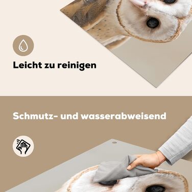 Фартух для плити, кухонний фартух, вініл, 78x52 см, декор для кухні, облицювання стіни, кришка для плити - сіро-чорна (сипуха - тварина, 78Д x 78Ш см)