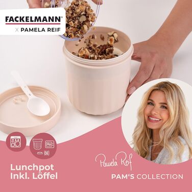Стаканчик для хлопьев 500 мл со складной ложкой, пастельно-бежевый Pamela Reif Fackelmann