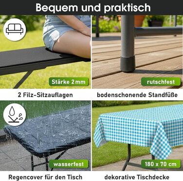 Комплект із 3 предметів стіл та лавки чорні BRAST