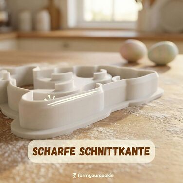 Набір із 3 формочок для пасхального печива, смугастий візерунок у вигляді пасхальних яєць, кролик, 2 в 1 зі штампом, 5 x 4 см, можна мити в посудомийній машині, екологічно чисті, стійкі до іржі (ягня (6x4 см))