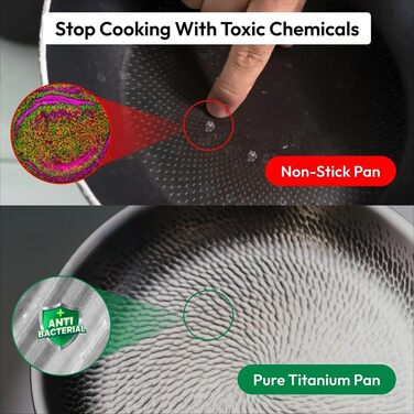 Нова сковорода Tovara Titanium Pro, титанова сковорода з кришкою, антипригарна сковорода, титанова сковорода 28 см для приготування їжі, ідеально підходить для будь-якої плити (з кришкою, 28 см) з кришкою 28 см, 2026