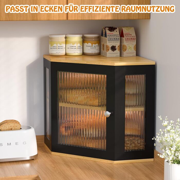 Хлебница угловая бамбуковая с 2 уровнями 32 x 32 x 35 см EXABANG