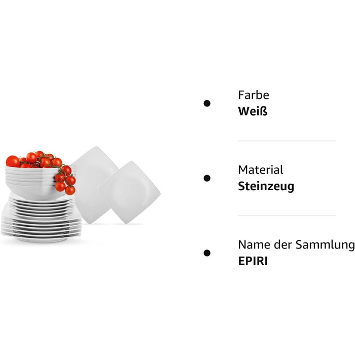 Набір посуду konsimo 12 персон Набір тарілок EPIRI Modern 36 предметів Столовий сервіз - Сервіз та набори посуду - Комбіноване обслуговування 12 осіб - Сервіз для сім'ї - Посуд тарілки (білі, на 6 персон)
