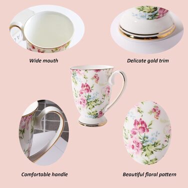 Набір із 2 кавових чашок з квітковим візерунком 300 мл MIATTCLD