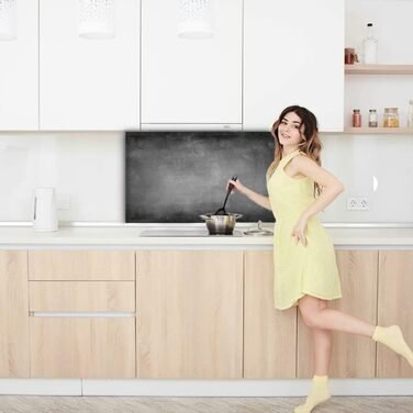 Дизайнерський кухонний фартух з алюмінієвого композиту, кухонний фартух, товщина 3 мм, 60x100 см, (бетонна стіна чорного кольору)