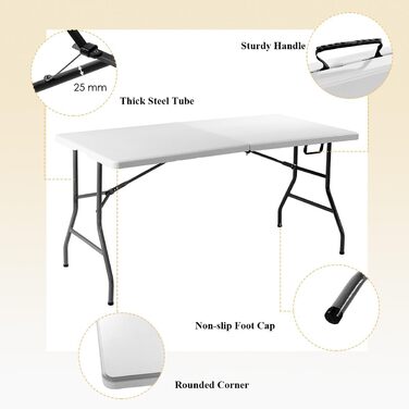 Складной кемпинговый стол белый KOMFOTTEU