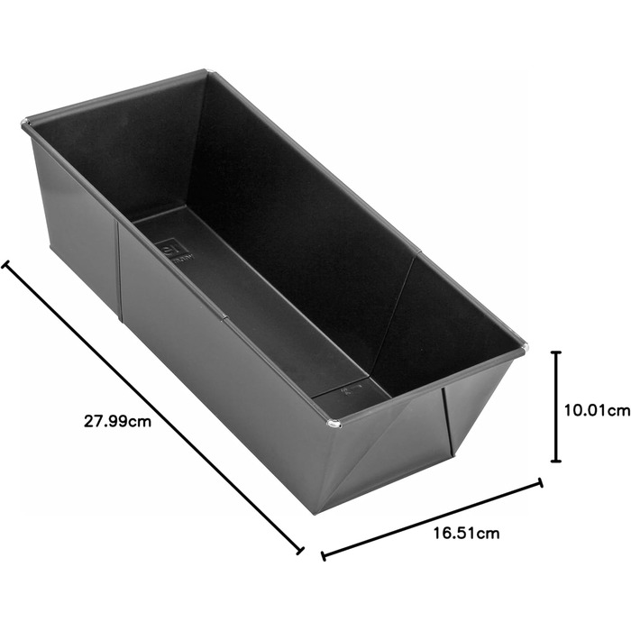 Розсувна форма для хліба (28 - 40 см x 16 см), форма для хліба, для вологого хліба та тістечок, регульована та з покриттям, квадратна форма для королівського торта, чорна, 6518