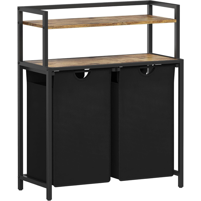 Кошик для білизни Lifewit, відро для білизни, 95 л, легко знімається, кошик для білизни з великою полицею зверху, 2 знімні кишені, ручки, кошик для білизни 2 відділення, пральня, спальня, ванна кімната, гуртожиток, чорний