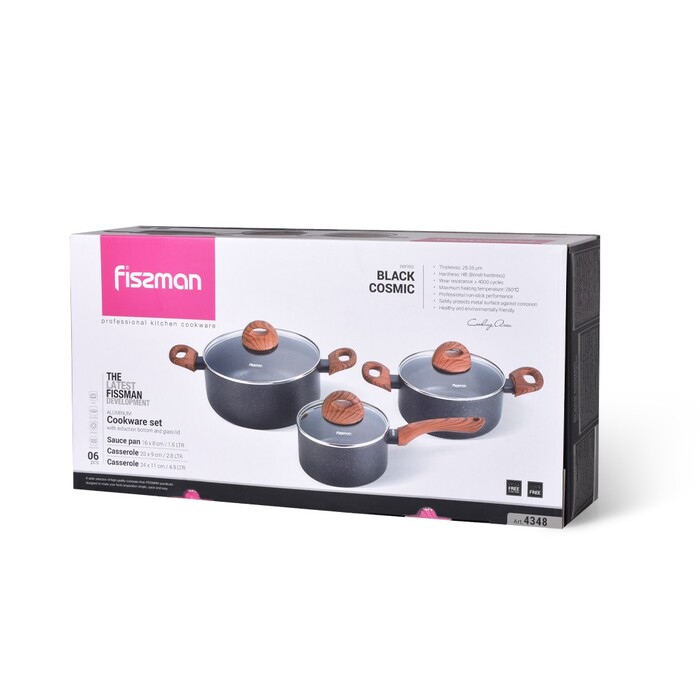 Набор посуды Fissman BLACK COSMIC 6 предметов (4348)