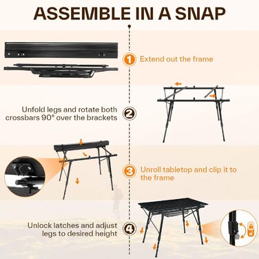 Складной стол для кемпинга и пикников черный Sportneer