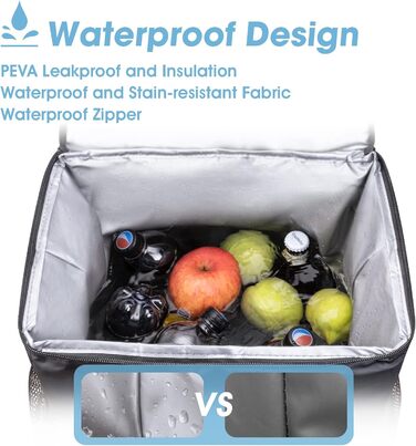 Велика 40-літрова герметична ізольована сумка-холодильник, рюкзак для пікніка з відкривачкою для пляшок, водонепроникна надлегка сумка-холодильник для кемпінгу, походів, барбекю, пікніків - чорна