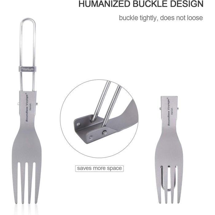 Безграничный Вояж Титановая Складная Ложка Спорк Вилка Набор На Открытом Воздухе Кемпинг Посуда Титановые Столовые Приборы Ланч Бокс Набор Столовых Приборов и Дорожные Столовые Приборы Ti1026T (Складная вилка )