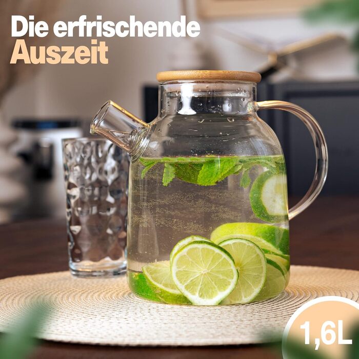 Чайник скляний з ситечком та підставкою для підігріву 1,6 л CLIDOR