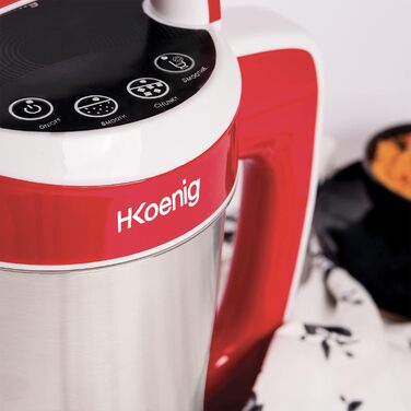 Професійний багатофункціональний пристрій для приготування супів H.Koenig з підігрівом 1,1 л MXC20 Inox, функція змішування, 2 програми приготування, 850 Вт (червоний)