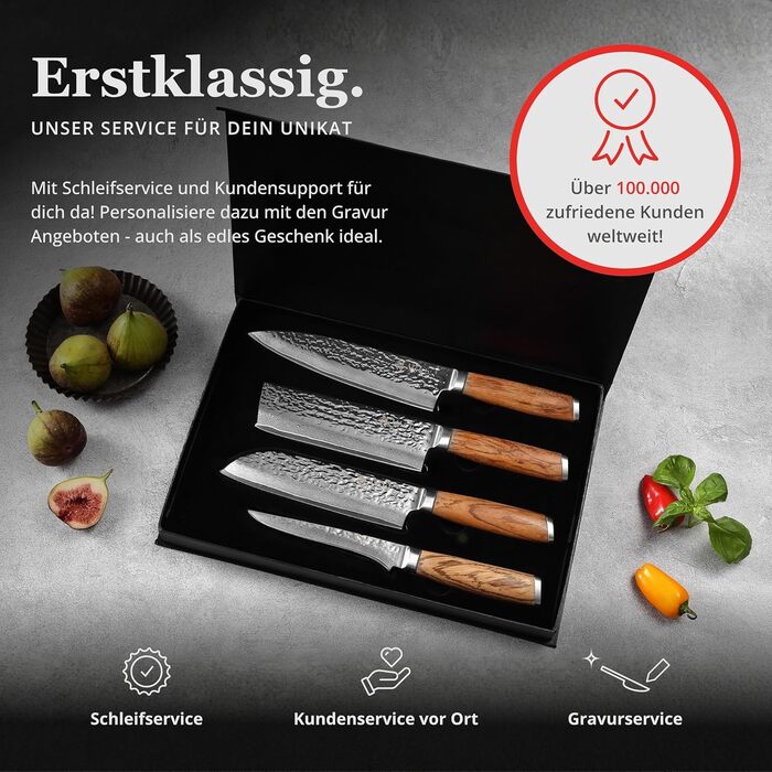 Набір кухонних ножів Wakoli Sycamore Damascus, 6 предметів ядро з VG10 (67 шарів), твердість 602 HRC, ручки з клена, хлібний ніж із серрейторною заточкою, магнітний тримач для ножів, професійні ножі для точного нарізання (каштановий колір)