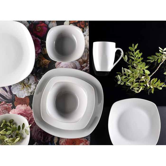 Набір посуду на 4 персони, 16 предметів, білий Square Creatable
