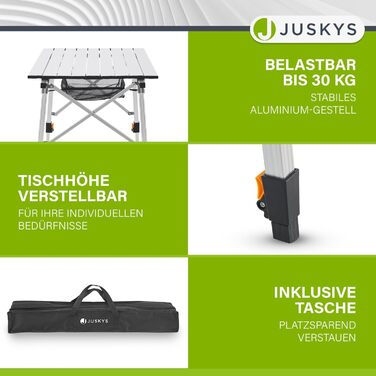 Складной алюминиевый стол 90x52 см Juskys