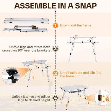 Складной стол для кемпинга и пикников серебряный Sportneer