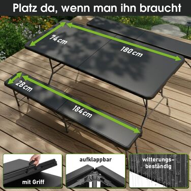 Комплект із 3 предметів стіл та лавки чорні BRAST