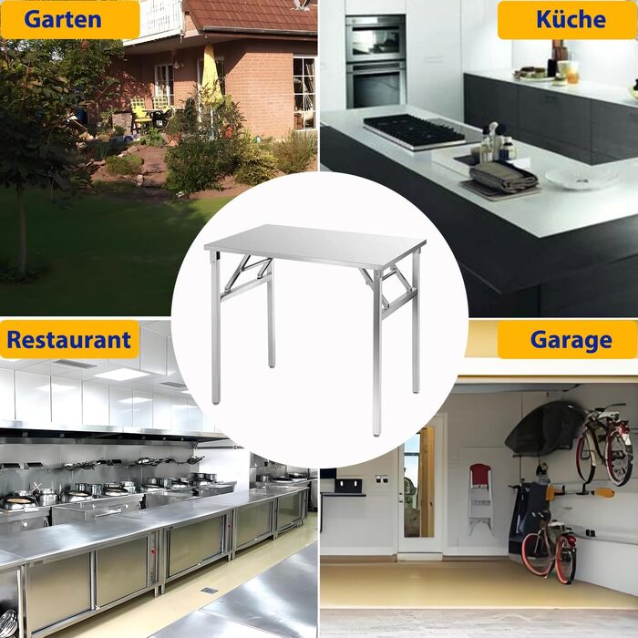 Складаний стіл з нержавіючої сталі 100 x 60 х 86 см FINEUNAN