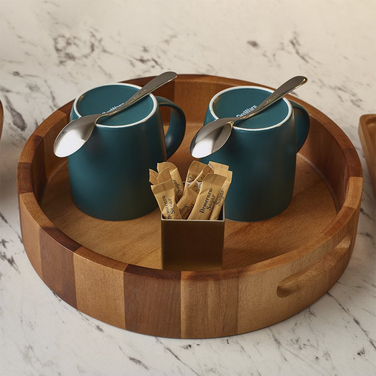 Доска для подачи 30 см, круглая, акация, GenWare