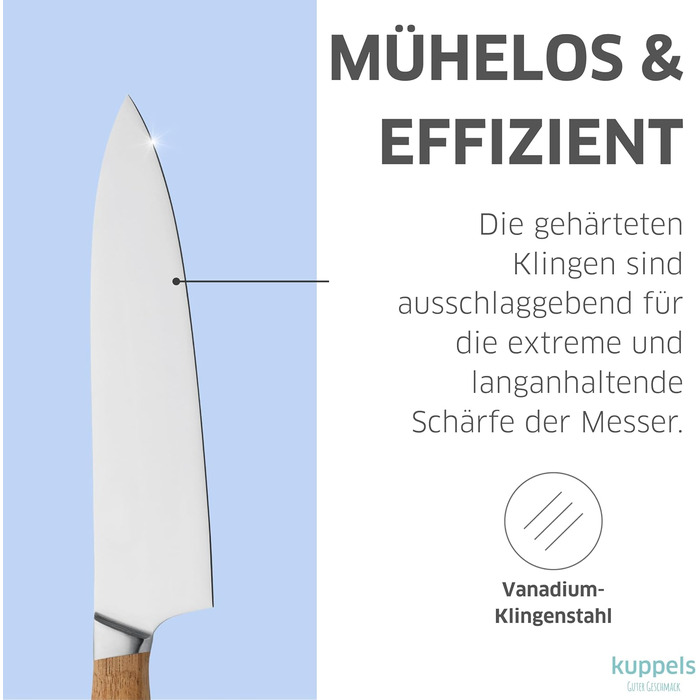 Набір ножів з дерев'яним блоком 5 предметів Kuppels