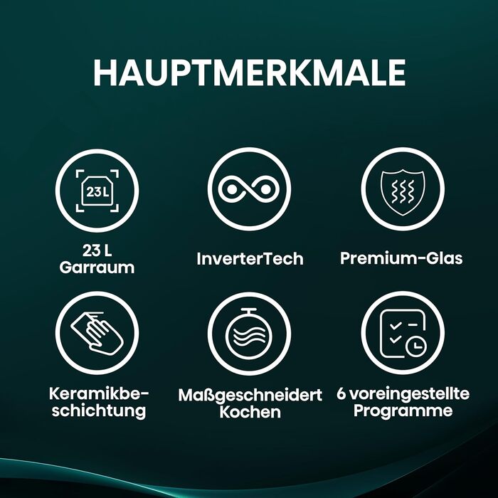 Мікрохвильова піч Hisense H20MOBP1HI / 700 Вт / InverterTech / Керамічне покриття / Преміальне скло / Виготовлена на замовлення, багатофазне приготування / Функція розморожування / 5 рівнів потужності / Блокування від дітей / Чорна (23 л, цифрове керуванн