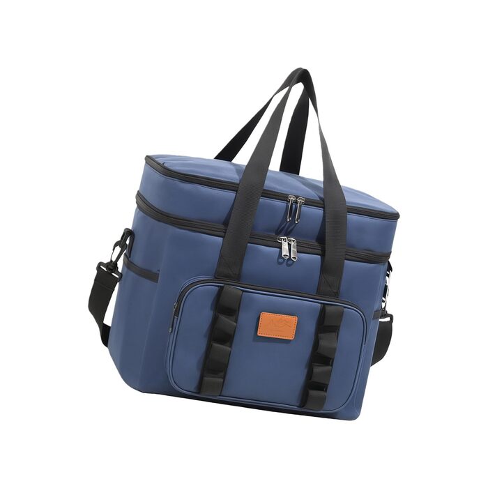 Водонепроникна термосумка для пікніка для кемпінгу, походів на пляж, регульований ремінь, містке відділення-холодильник, конструкція для зберігання, ізольовані продукти для використання на свіжому повітрі (синя)