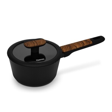 Ковш Fissman FEORELLA 16x8,5 см 1,45 л со стеклянной крышкой алюминий с антипригарным покрытием (14510)