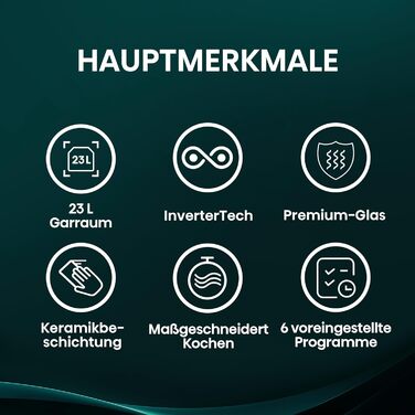 Мікрохвильова піч Hisense H20MOBP1HI / 700 Вт / InverterTech / Керамічне покриття / Преміальне скло / Виготовлена на замовлення, багатофазне приготування / Функція розморожування / 5 рівнів потужності / Блокування від дітей / Чорна (23 л, цифрове керуванн
