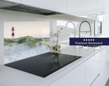 Кухонний фартух timalo зі скляним виглядом Північне море, очерет, захід сонця, океан, солома 2 мм акрилове скло Бризокості для плити, кухонний скляний фартух, акрилові скляні стінові панелі, захисна панель для фартуха (60 x 40 см, 300- Маяк)