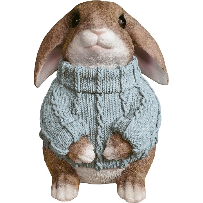 Декоративні фігурки великоднього зайчика у светрі світло-блакитні colourliving