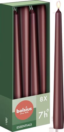 Свічки Bolsius Smooth Taper - Зелені - Набір з 4 шт. у коробці - Декоративні побутові свічки - Час горіння 7 годин - Без запаху - Натуральний рослинний віск - Без пальмової олії - 24,5 см Зелені 4 шт. и (Бордо-червоні, 8 шт. )