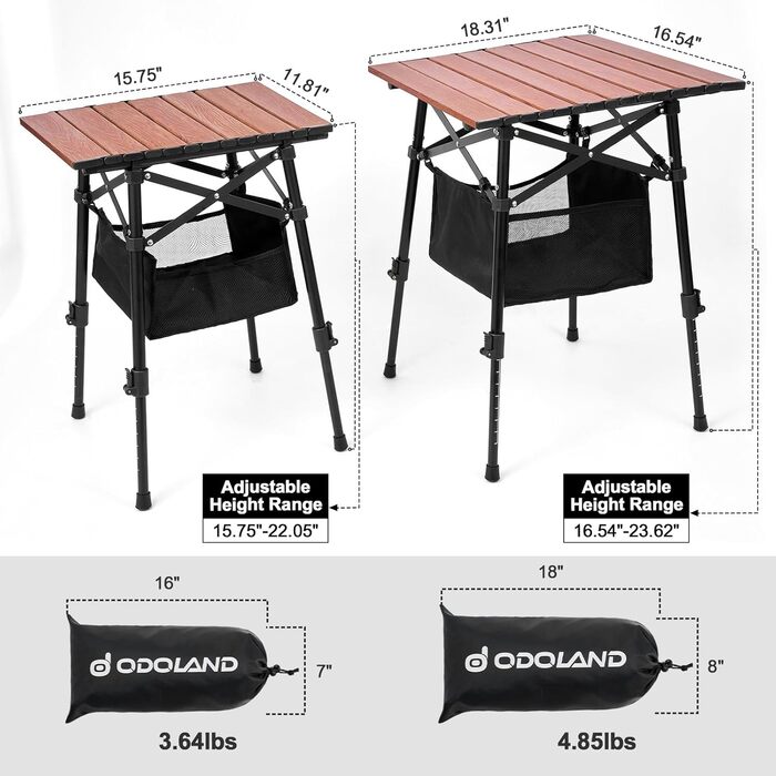 Складной алюминиевый стол с регулируемой высотой Odoland