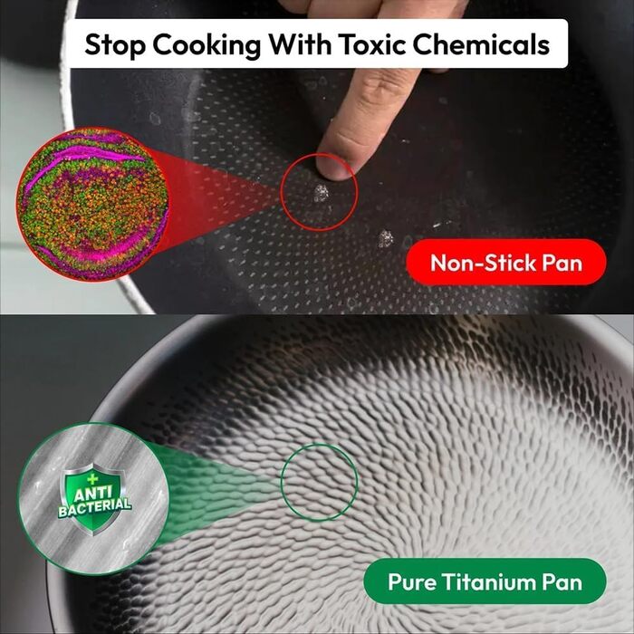 Нова сковорода Tovara Titanium Pro, титанова сковорода з кришкою, антипригарна сковорода, титанова сковорода 28 см для приготування їжі, ідеально підходить для будь-якої плити (з кришкою, 28 см) з кришкою 28 см, 2026